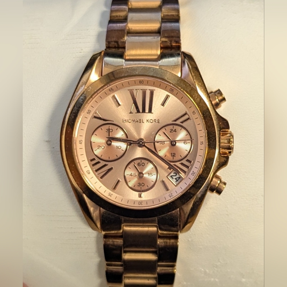 WORKING Michael Kors Rose Gold Bradshaw Women's Stainless Steel  Quartz Watch